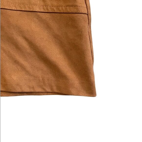 TRF by ZARA Faux suede leather skirt cognac brown size small - Picture 3 of 6